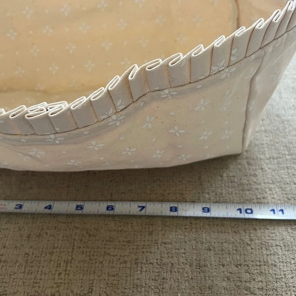 Longaberger Natural Basket Liner Canvas Pleated Ruffle Trim Cream White 269056